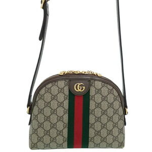 Gucci Ophidia Shoulder Bag Beige Ebony GG Supreme Canvas Brown